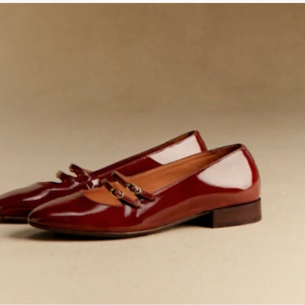 Sezane Burgundy Patent Leather Loafers